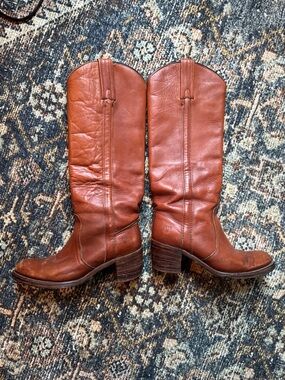 Frye Women's Mid-Calf Leather Boots in Cognac Brown